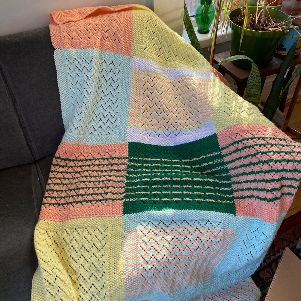 Handmade Crochet Colourful Knit Patchwork Blanket